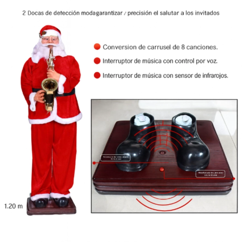 VIEJO PASCUELO SAXOFON 120CM MUSICAL SENSOR INFRARROJO Y VOZ - 6