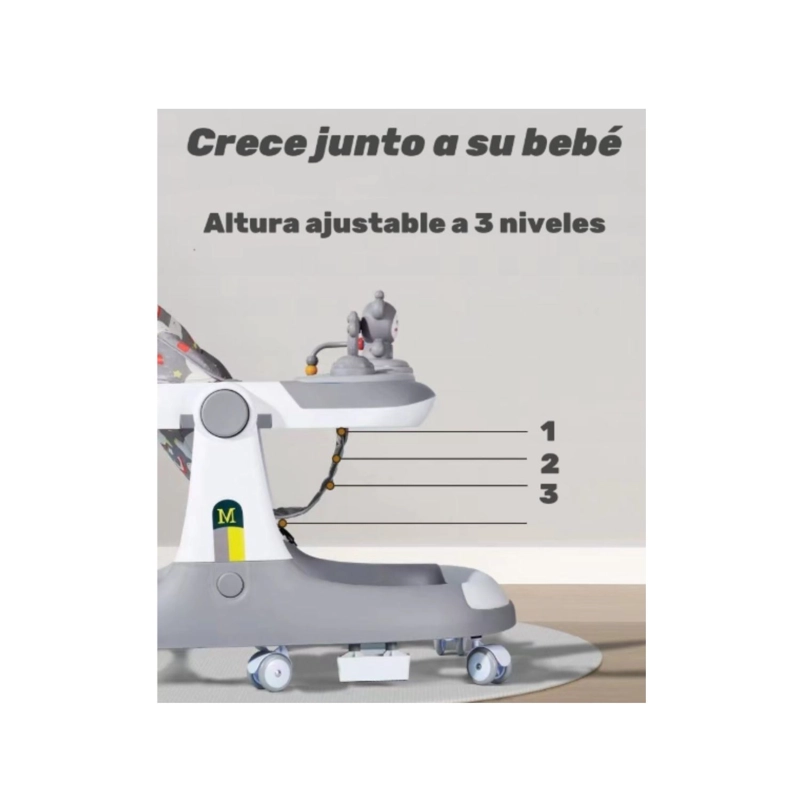 ANDADERA DE BEBÉ AJUSTABLE GRIS CAMINADORA MULTIFUNCIONAL UNISEX - 6
