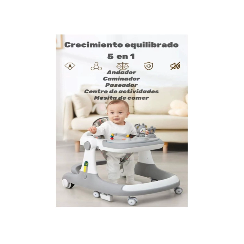ANDADERA DE BEBÉ AJUSTABLE GRIS CAMINADORA MULTIFUNCIONAL UNISEX - 9