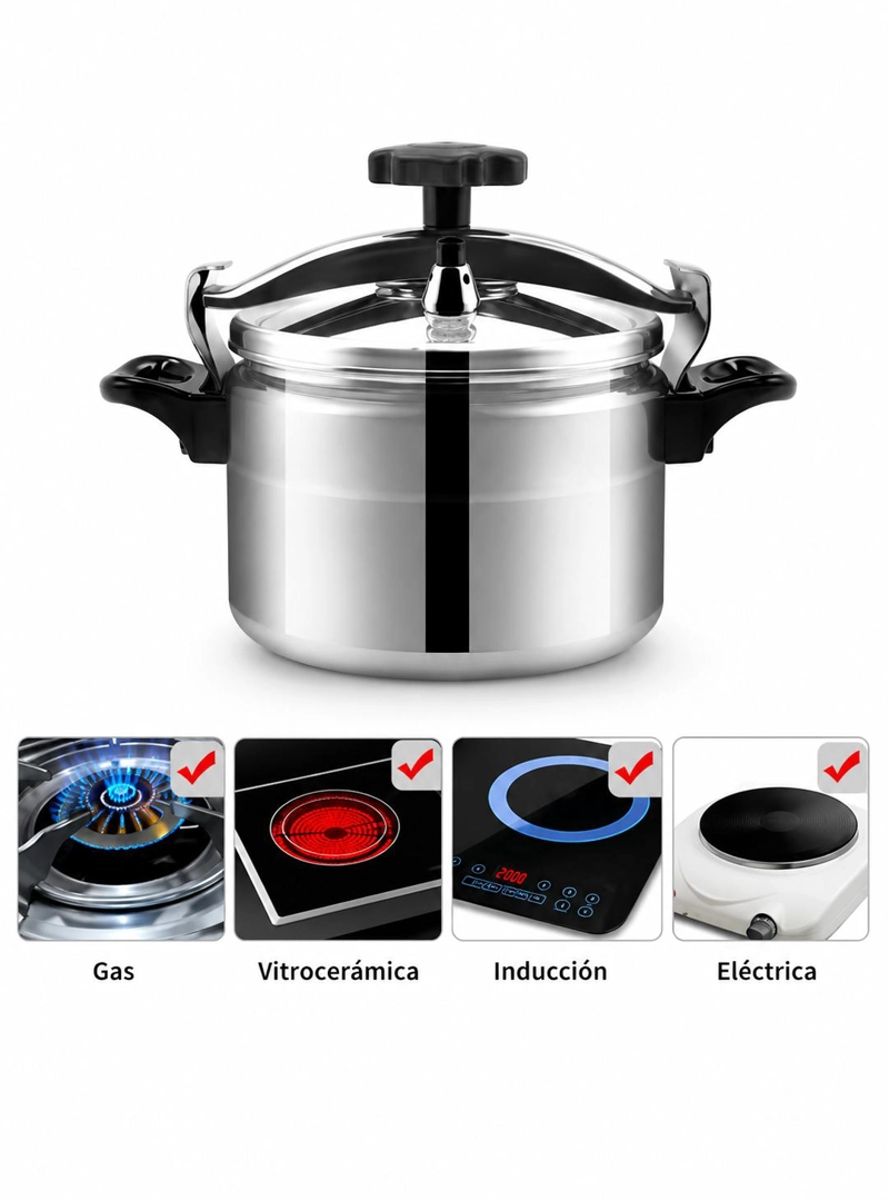 OLLA A PRESION PARA COCINAR EN CALIENTE DE ALUMINIO 9 LITROS - 4