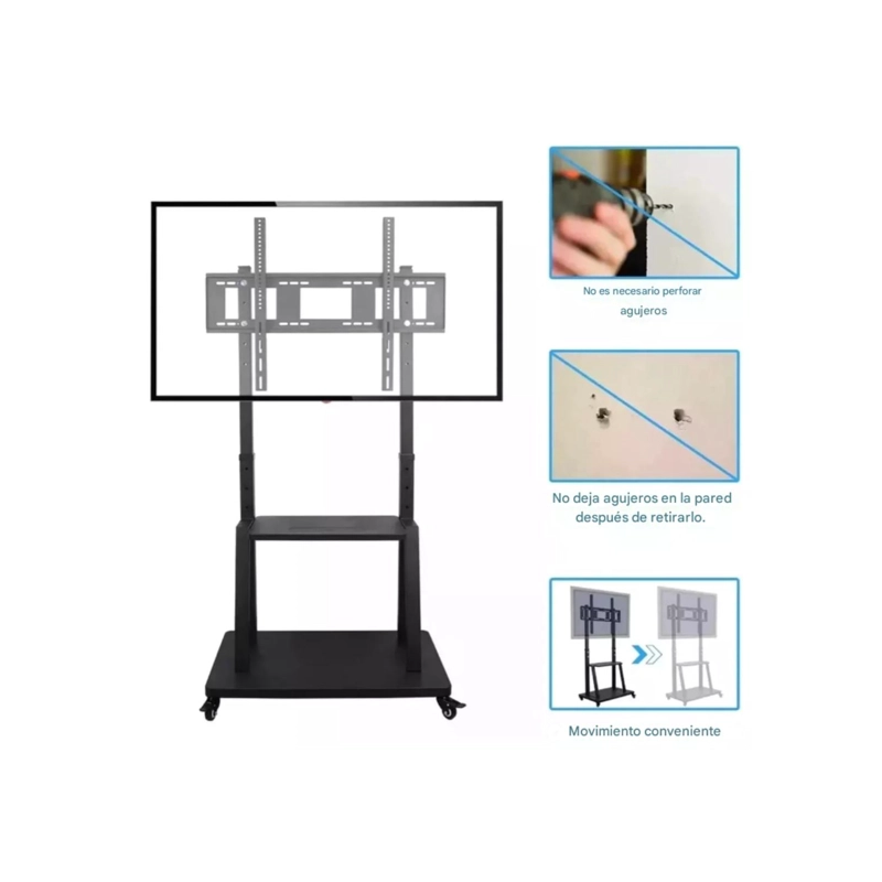 SOPORTE TV BASE PEDESTAL CON RUEDAS MONITOR 32 A 72P 155CM - NEGRO - 8