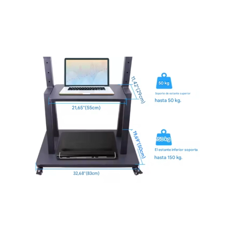 SOPORTE TV BASE PEDESTAL CON RUEDAS MONITOR 32 A 72P 155CM - NEGRO - 9