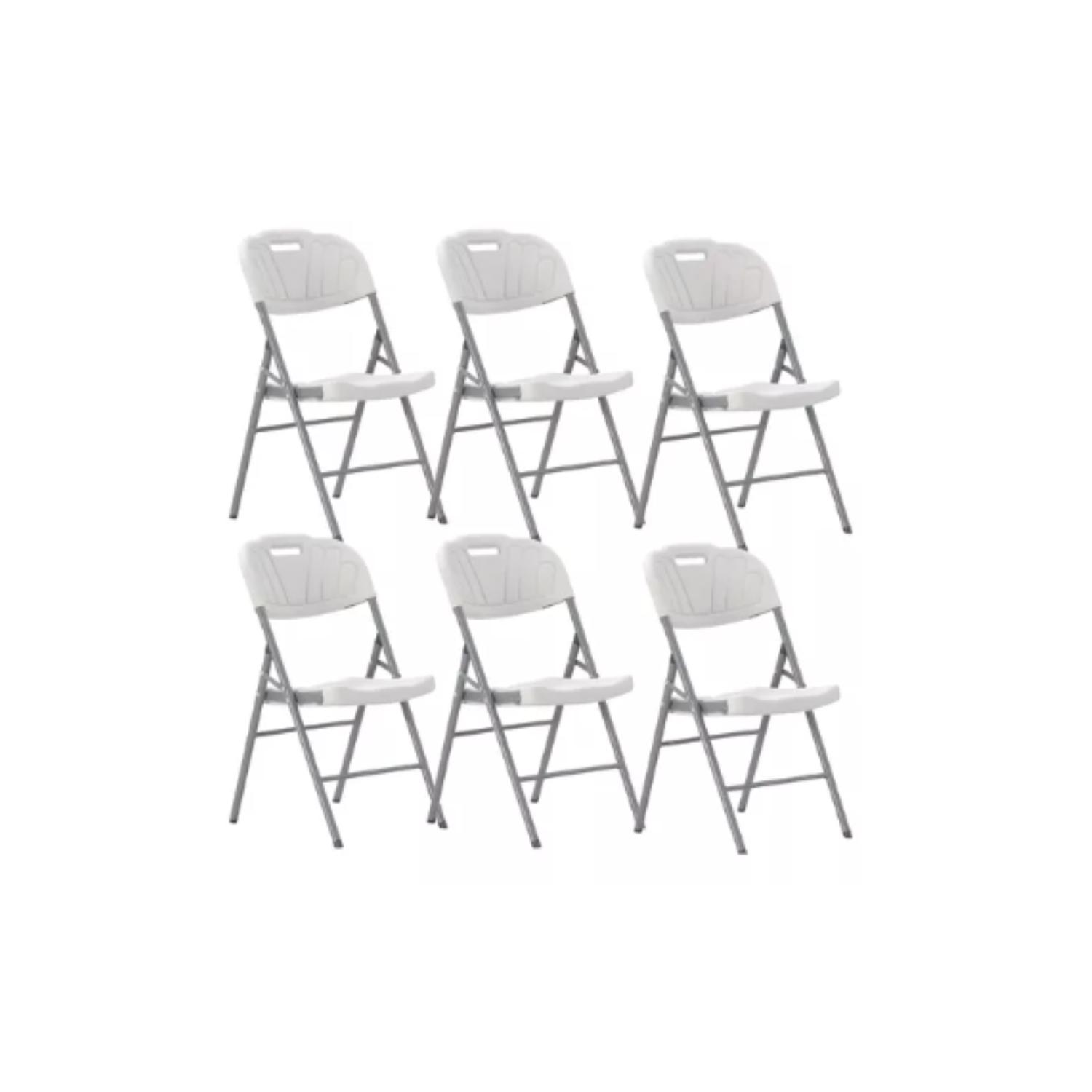 SILLA PLEGABLE DE PLÁSTICO FÁCIL DE ARMAR MULTIFUNCIONAL - BLANCO - 5