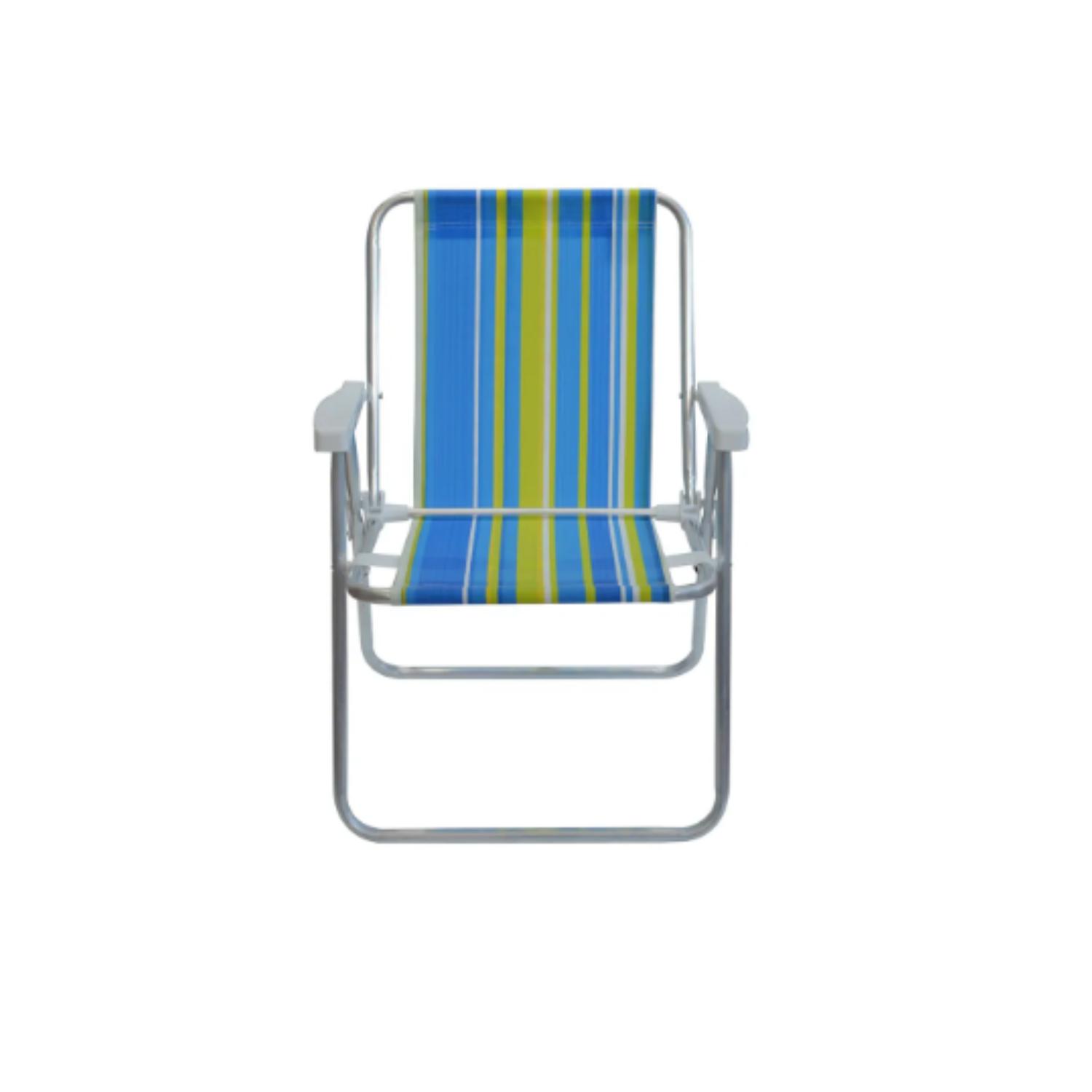 SILLA PLEGABLE CAMPING PICNIC PISCINA VERANO PLAYA PORTÁTIL - RAYAS AZULES Y VERDES - 2