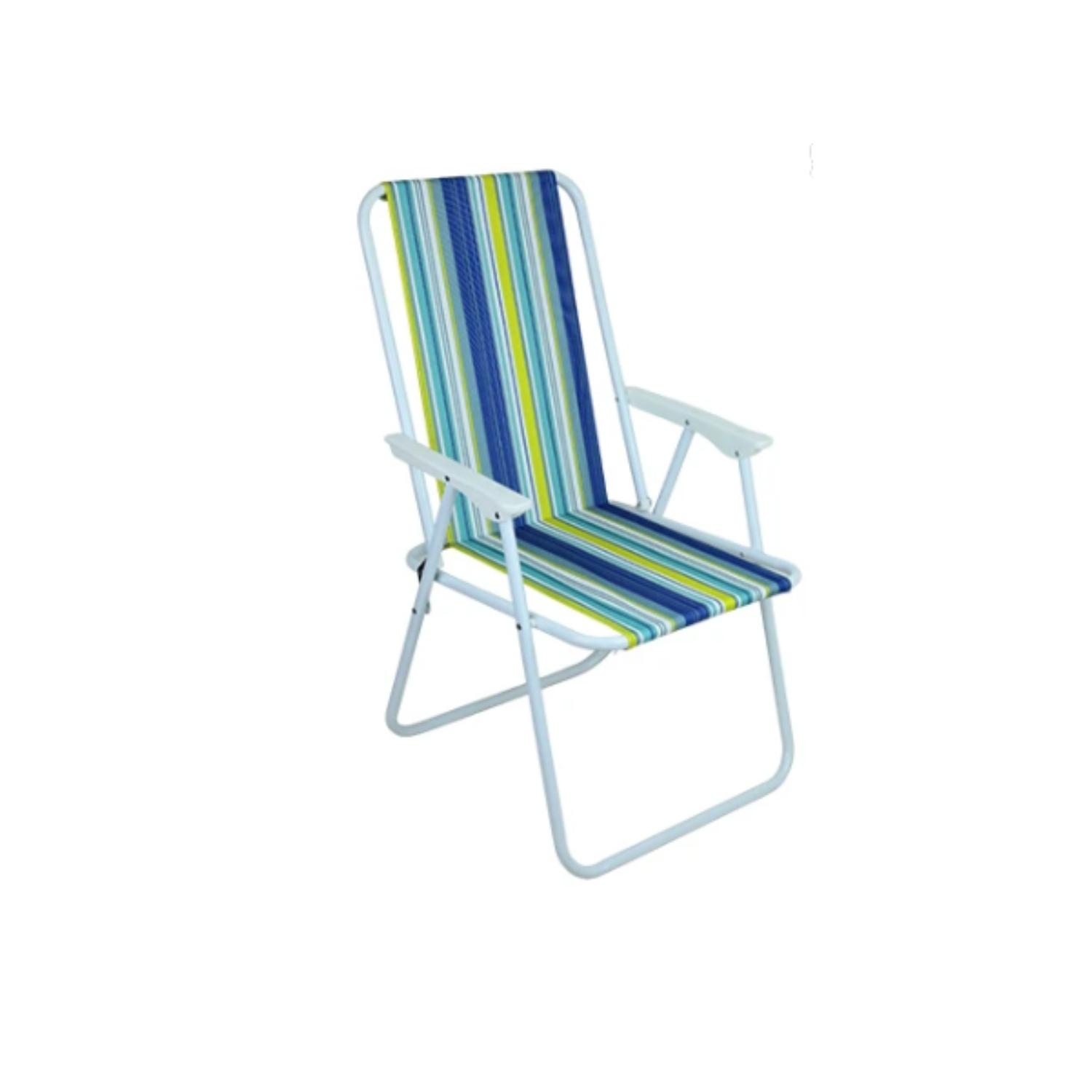 SILLA PLEGABLE CAMPING PICNIC PISCINA VERANO PLAYA PORTÁTIL - RAYAS AZULES Y VERDES - 3