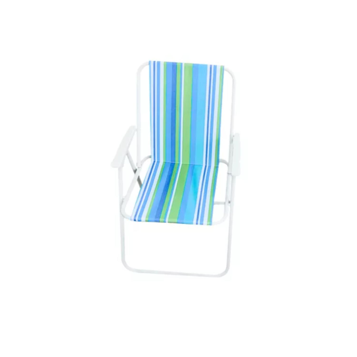 SILLA PLEGABLE CAMPING PICNIC PISCINA VERANO PLAYA PORTÁTIL - RAYAS AZULES Y VERDES - 5