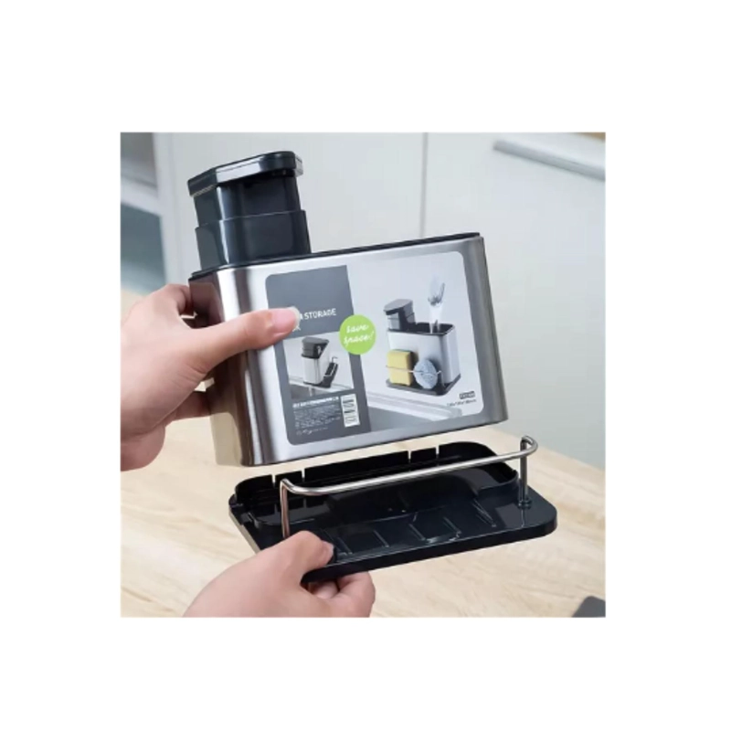 DISPENSADOR DE JABON LAVA LOZAS PORTA ESPONJA ORGANIZADOR - NEGRO - 3