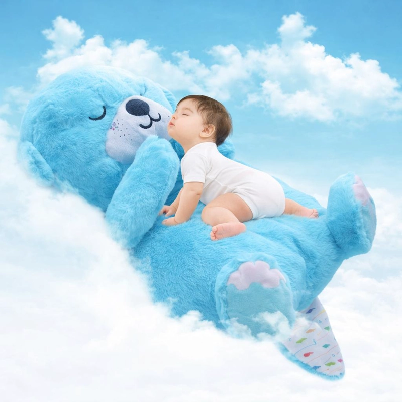 NUTRIA PELUCHE RELAJANTE LUZ MUSICAL JUGUETE RESPIRACION - AZUL - 3