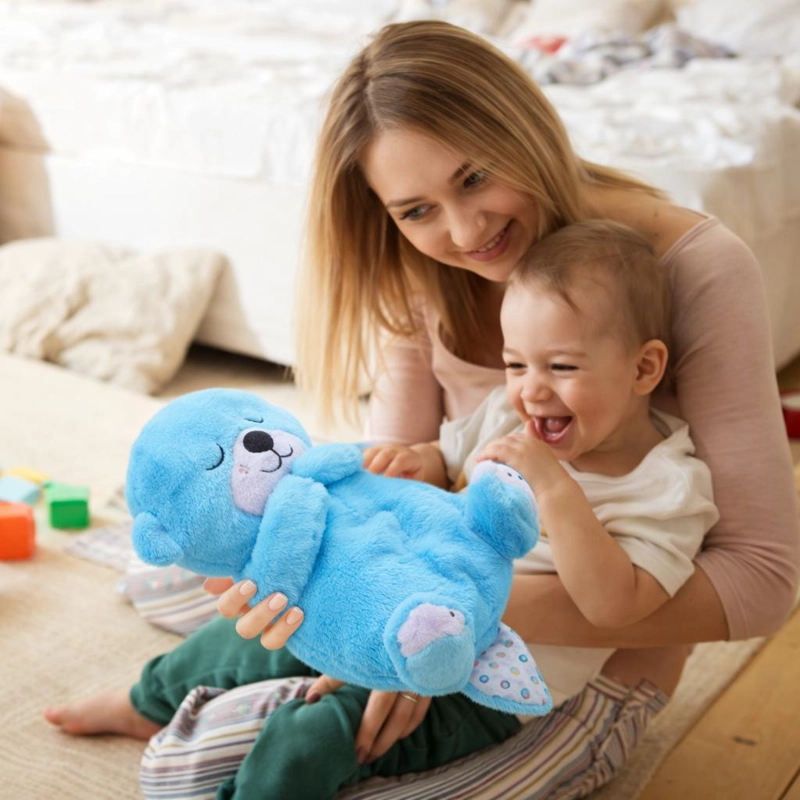 NUTRIA PELUCHE RELAJANTE LUZ MUSICAL JUGUETE RESPIRACION - AZUL - 6