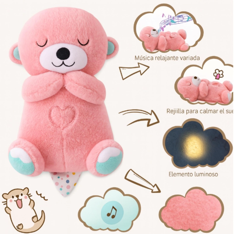 NUTRIA PELUCHE RELAJANTE LUZ MUSICAL JUGUETE RESPIRACION - AZUL - 7