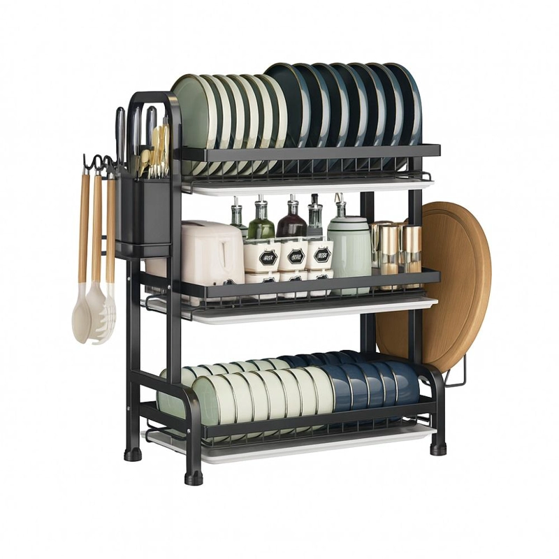 SECADOR ESCURRIDOR ORGANIZADOR DE PLATOS 3 NIVELES COCINA - 1