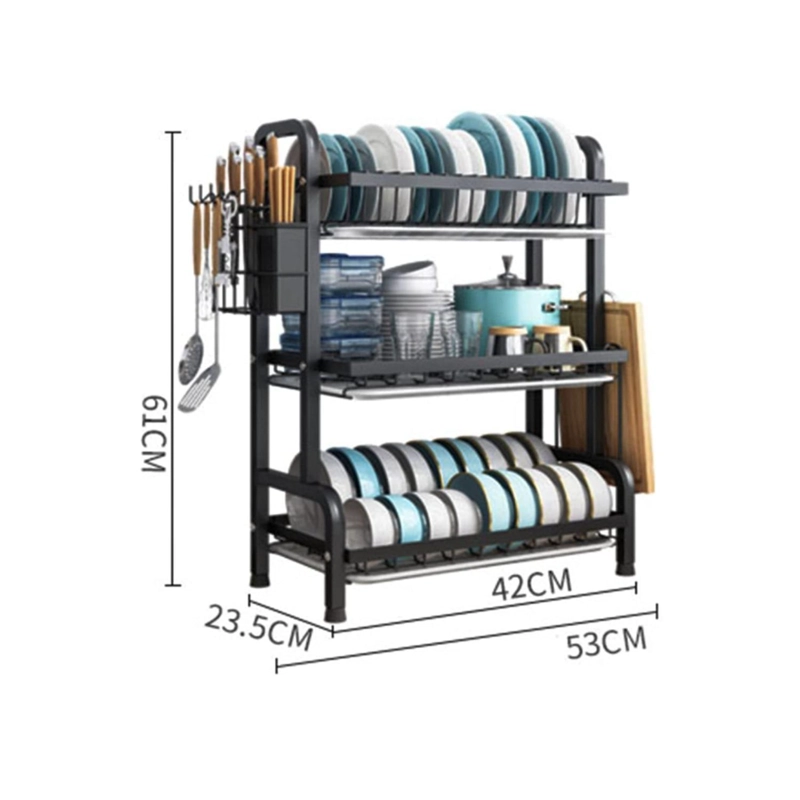 SECADOR ESCURRIDOR ORGANIZADOR DE PLATOS 3 NIVELES COCINA - 6