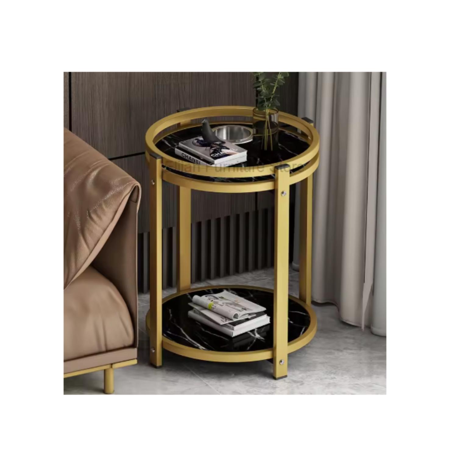 MESA DE CENTRO AUXILIAR DE METAL MODERNA 2 NIVELES 45X45X54 - 3