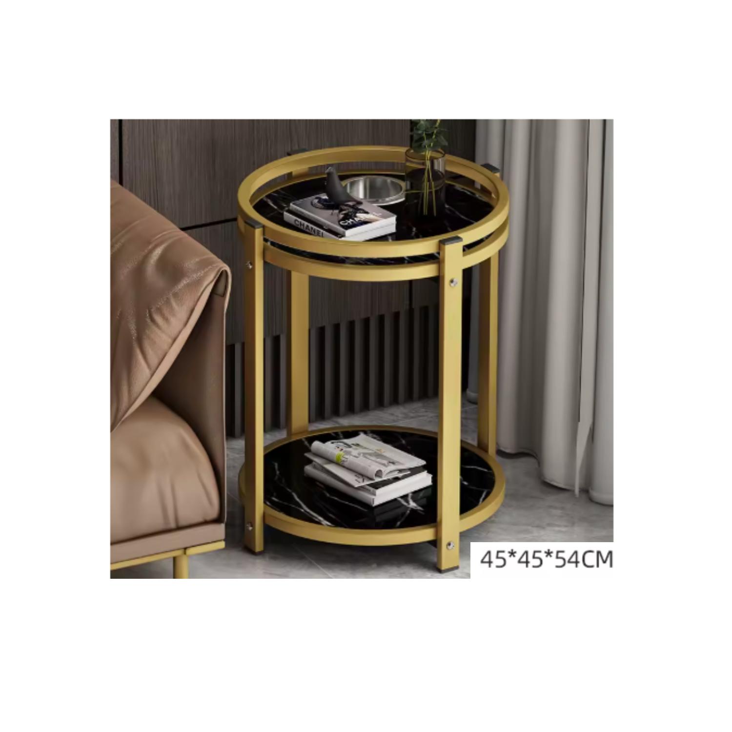 MESA DE CENTRO AUXILIAR DE METAL MODERNA 2 NIVELES 45X45X54 - 4