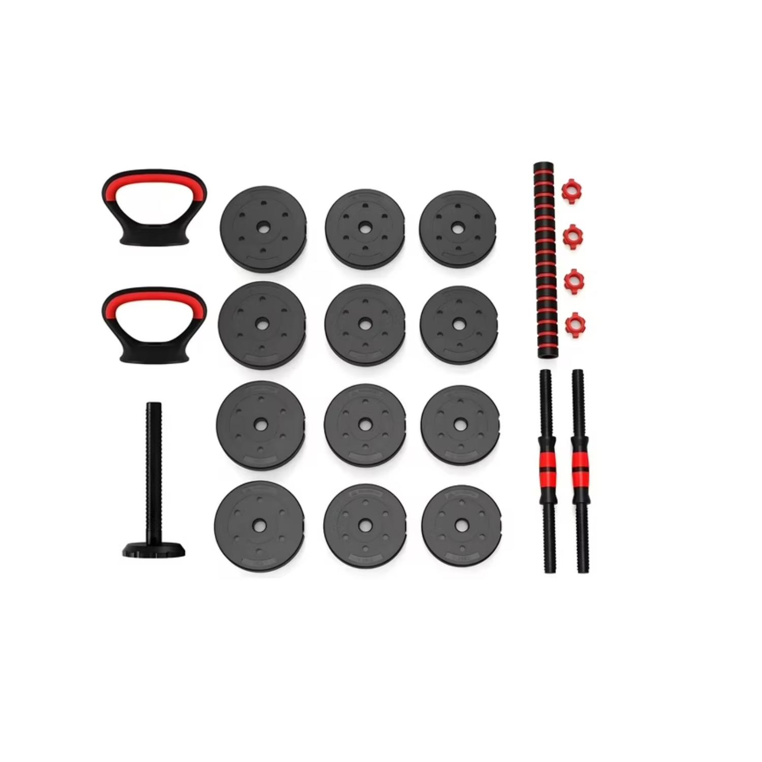 SET MANCUERNAS Y BARRA AJUSTABLE 30 KG ENTRENAMIENTO FITNESS - 2