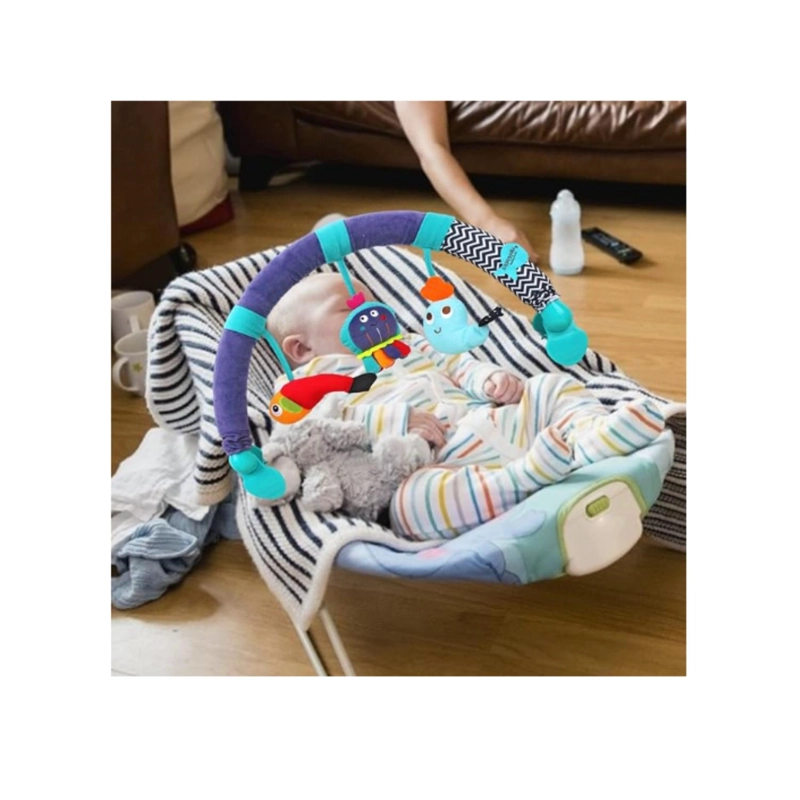 ARCO MÓVIL SONAJERO MULTIUSO ESTIMULACIÓN BEBE COCHE TURQUESA - 3