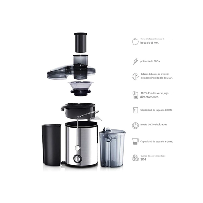 EXTRACTOR EXPRIMIDOR ELE CTRICO DE JUGO Y VERDURAS SACAJUGOS - PLATEADO - 5