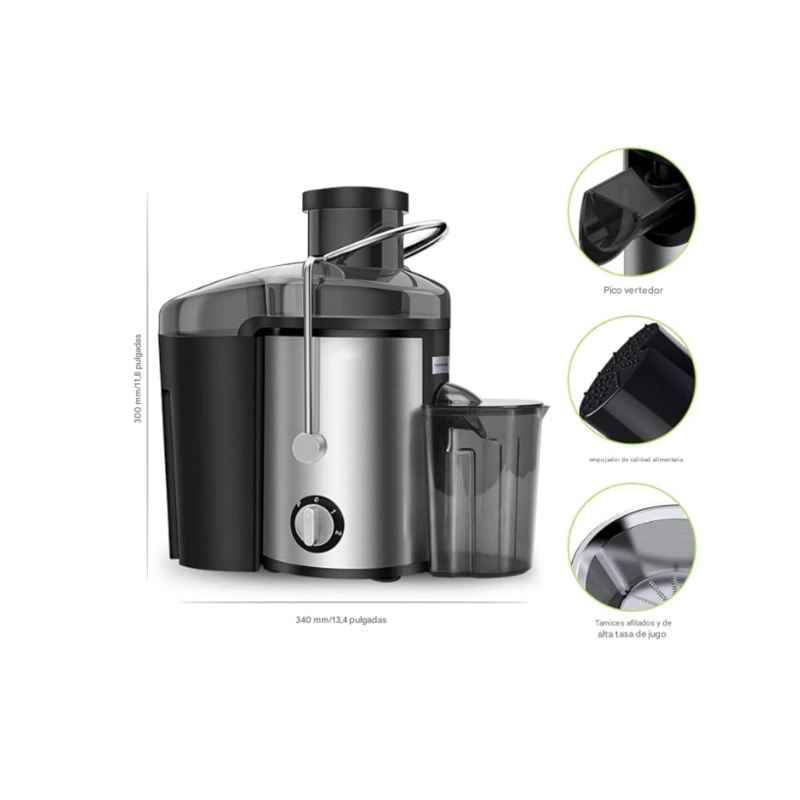 EXTRACTOR EXPRIMIDOR ELE CTRICO DE JUGO Y VERDURAS SACAJUGOS - PLATEADO - 6