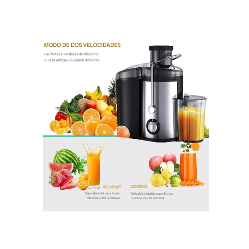 EXTRACTOR EXPRIMIDOR ELE CTRICO DE JUGO Y VERDURAS SACAJUGOS - PLATEADO - 7