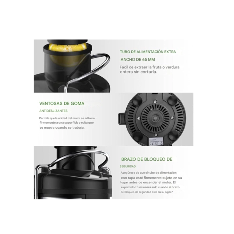 EXTRACTOR EXPRIMIDOR ELE CTRICO DE JUGO Y VERDURAS SACAJUGOS - PLATEADO - 8