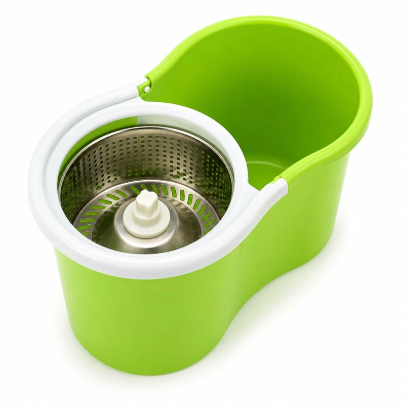 2 MOPAS GIRATORIA 360° TRAPEADOR CANASTO METALICO CON PAÑOS - VERDE - 2