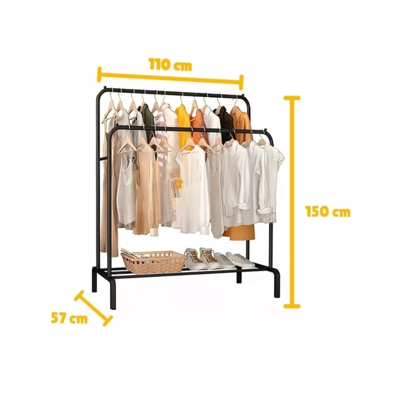 PERCHERO METALICO DOBLE CLOSET EXHIBICION ORGANIZADOR HOGAR - 3