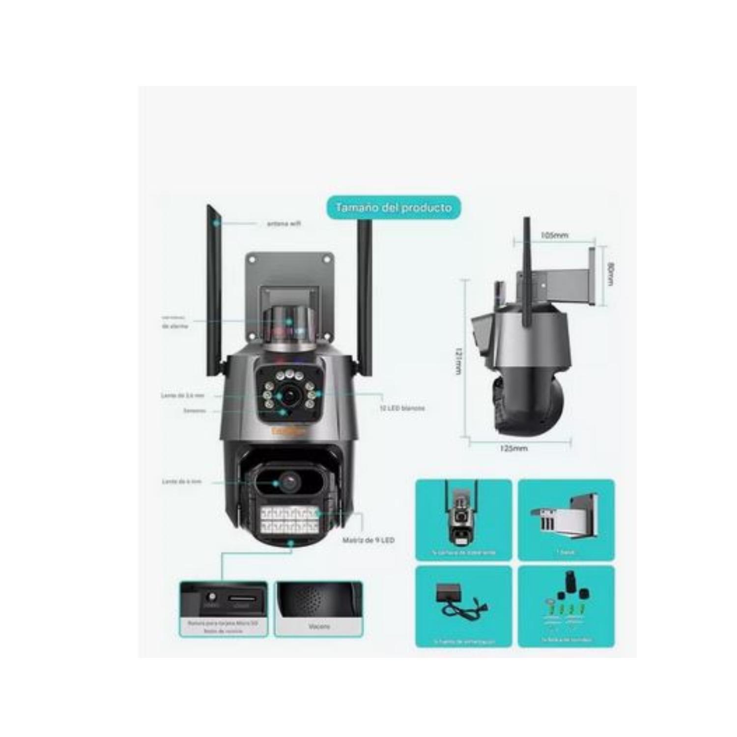 CAMARA DE SEGURIDAD VIGILANCIA DUAL VISIÓN WIFI IP NEGRO - 3