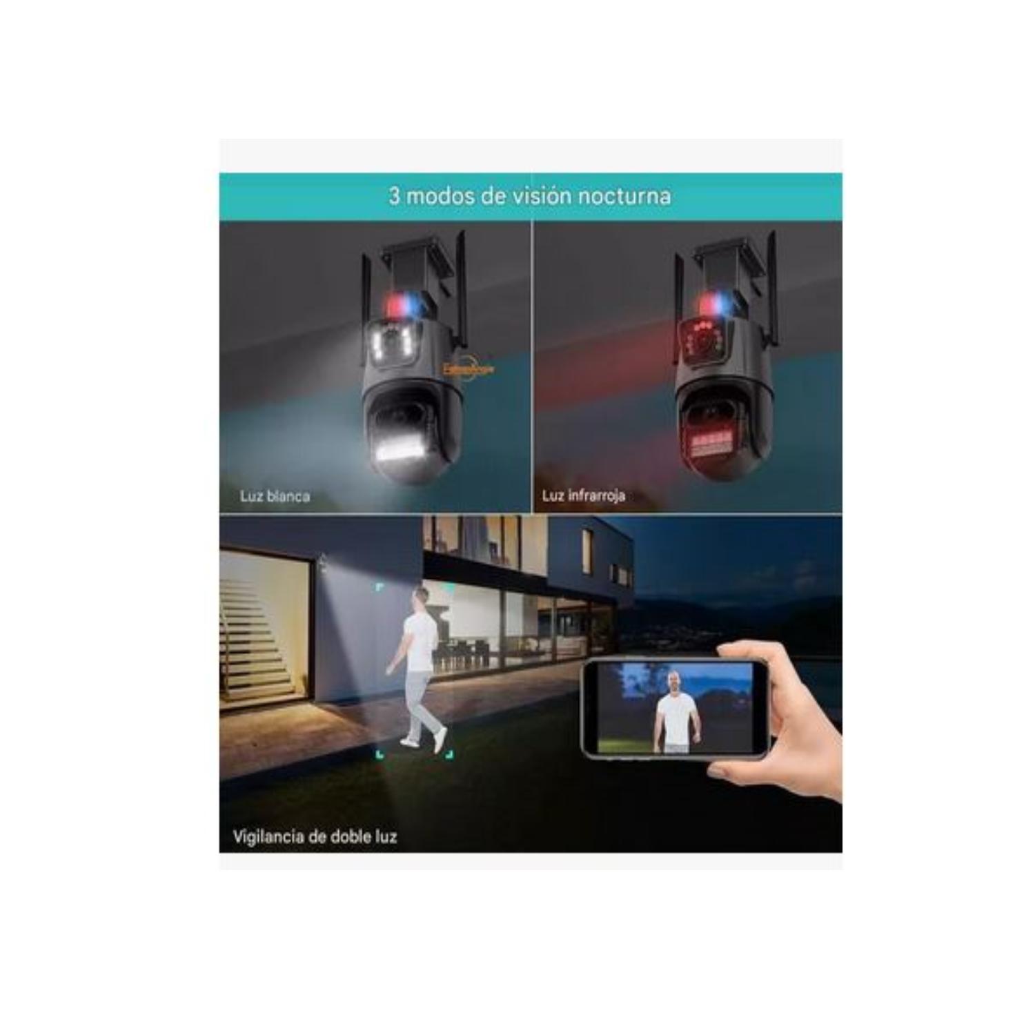CAMARA DE SEGURIDAD VIGILANCIA DUAL VISIÓN WIFI IP NEGRO - 4