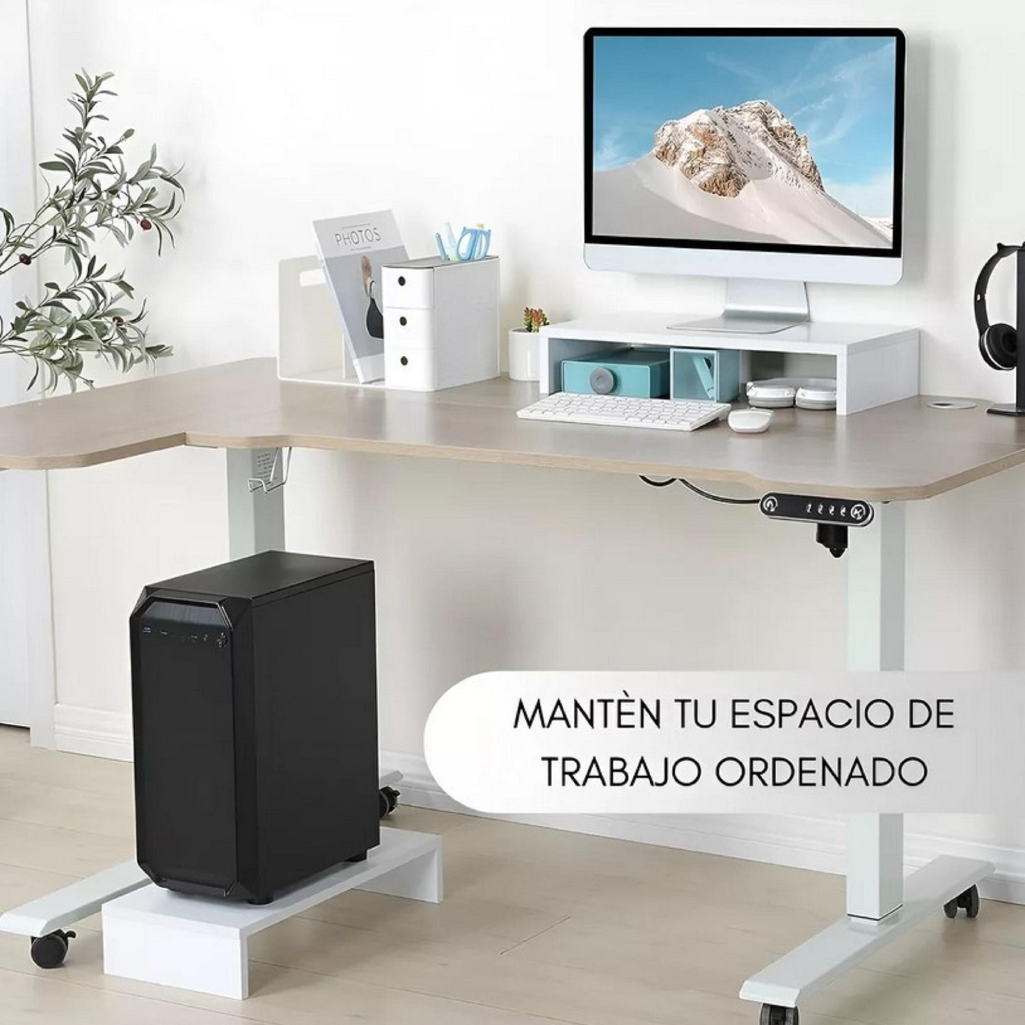ELEVADOR DE MONITOR ARMABLE DE MADERA PARA ESCRITORIO - BLANCO - 2