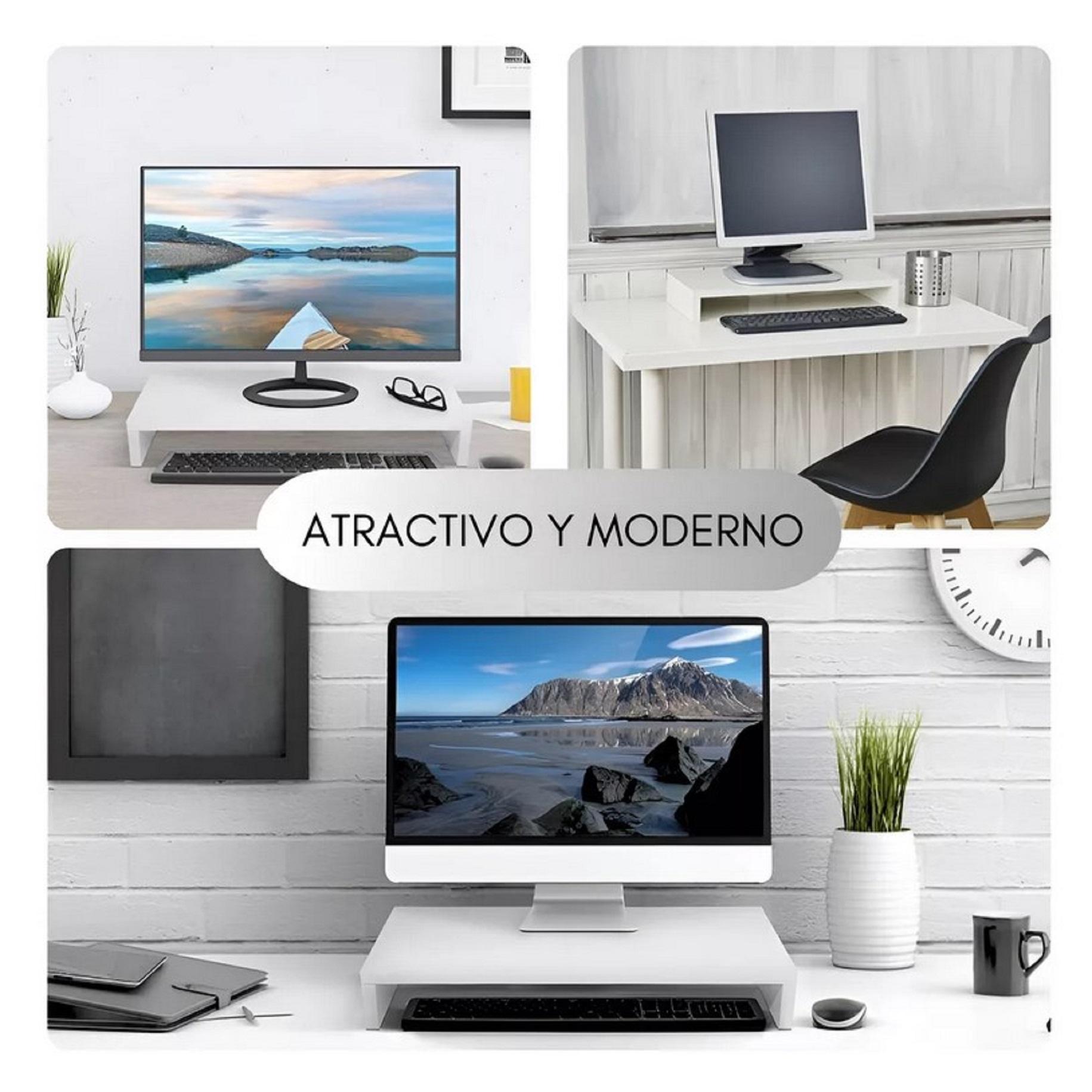 ELEVADOR DE MONITOR ARMABLE DE MADERA PARA ESCRITORIO - BLANCO - 3