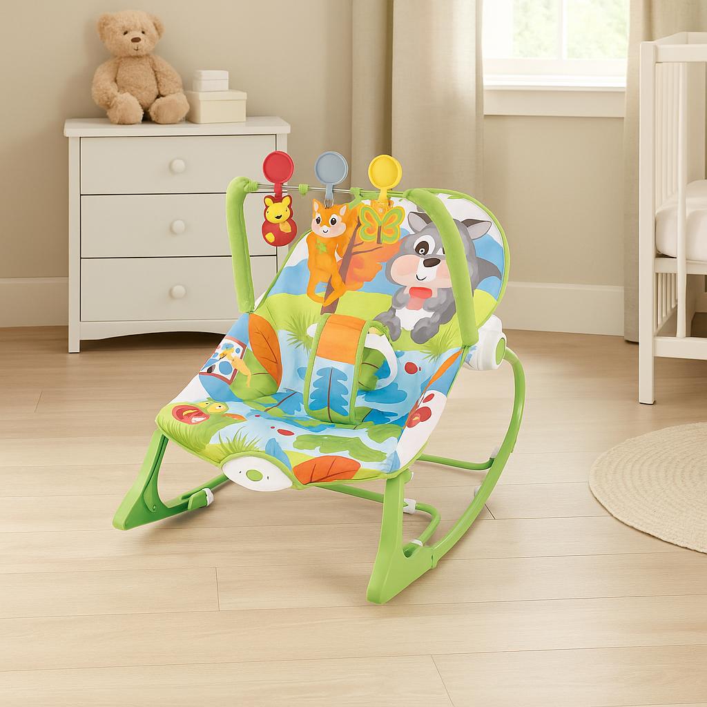 SILLA MECEDORA VIBRADORA PARA BEBE - COMODA Y SEGURA - ROSA - 3