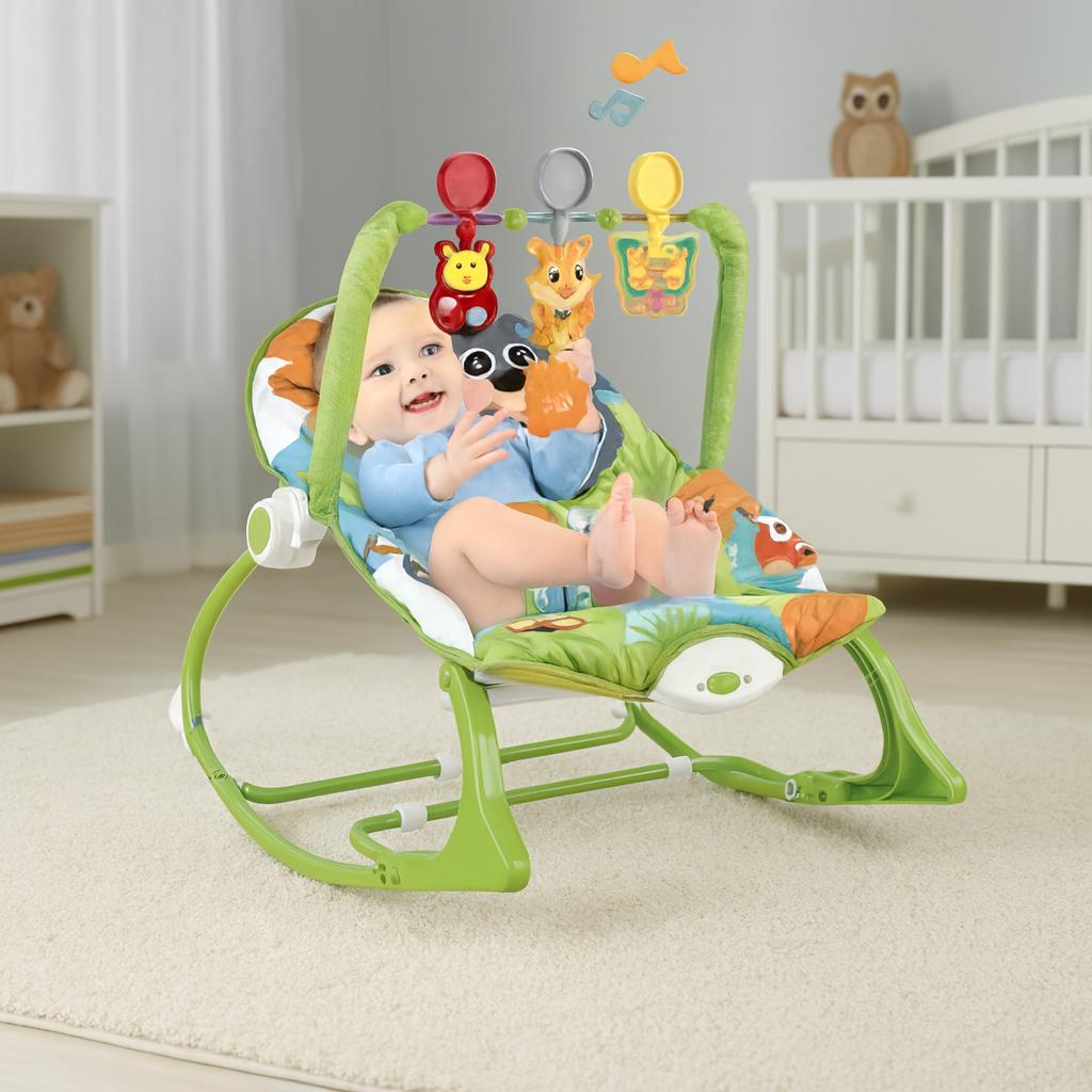 SILLA MECEDORA VIBRADORA PARA BEBE - COMODA Y SEGURA - ROSA - 4