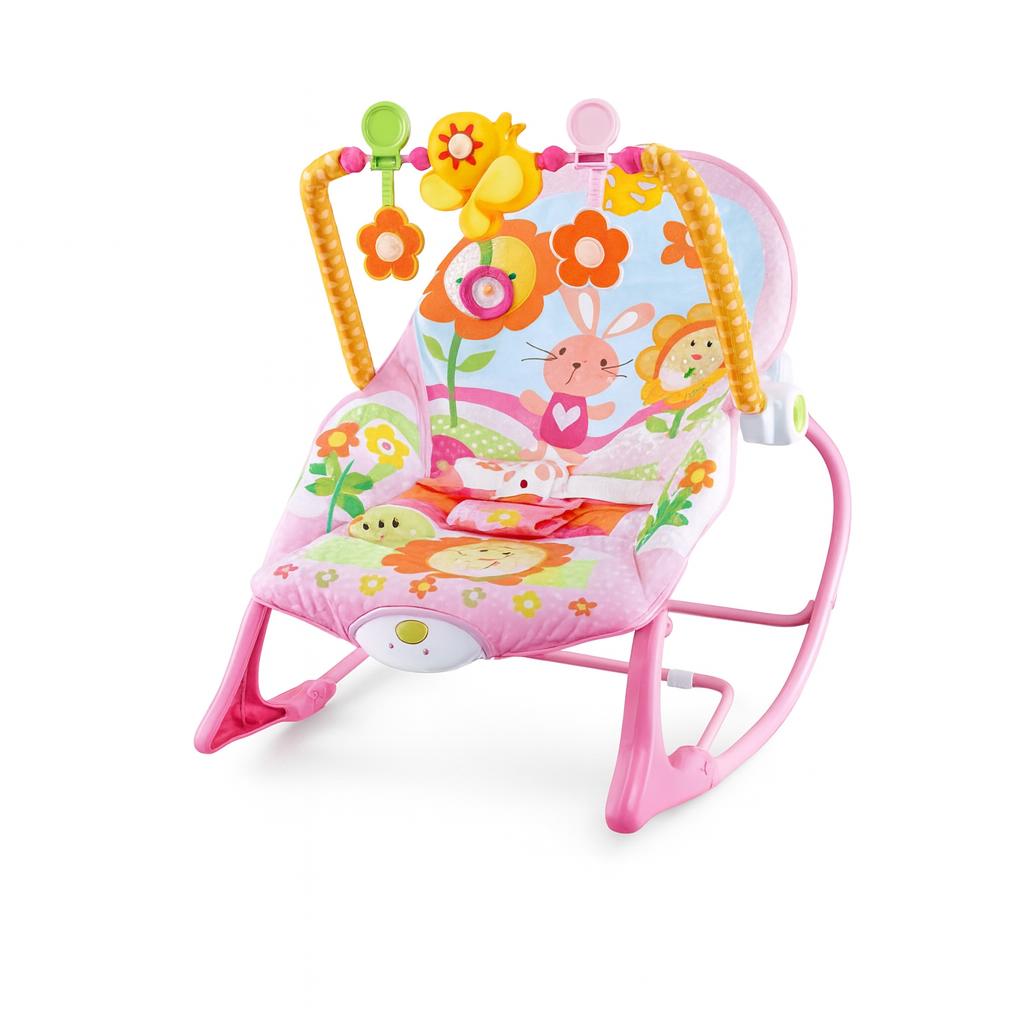 SILLA MECEDORA VIBRADORA PARA BEBE  - COMODA Y SEGURA - ROSA - 4