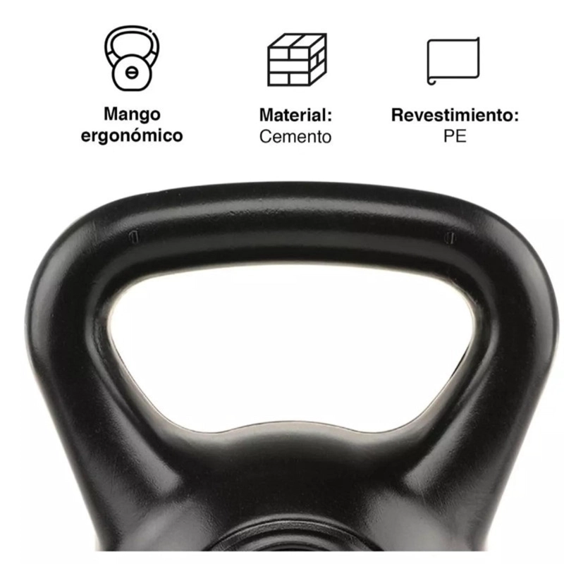 PESA RUSA KETTLEBELL 6KG  PARA ENTRENAMIENTO Y FITNESS - NEGRO - 6