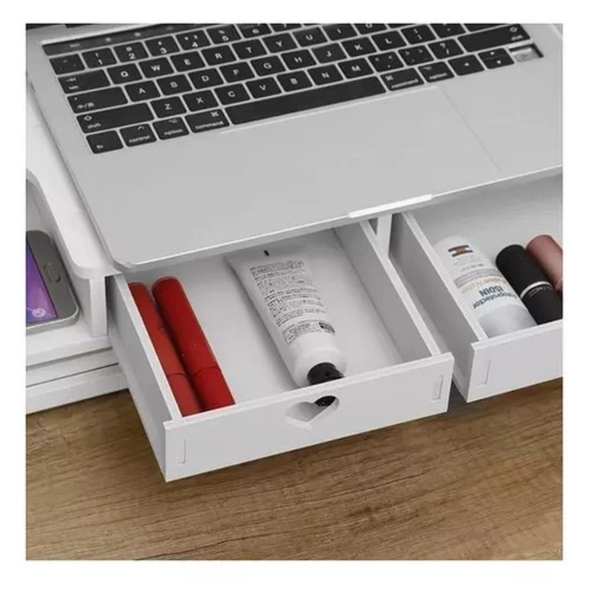 ELEVADOR DE MONITOR EN MADERA – ARMABLE PARA ESCRITORIO - BLANCO - 3