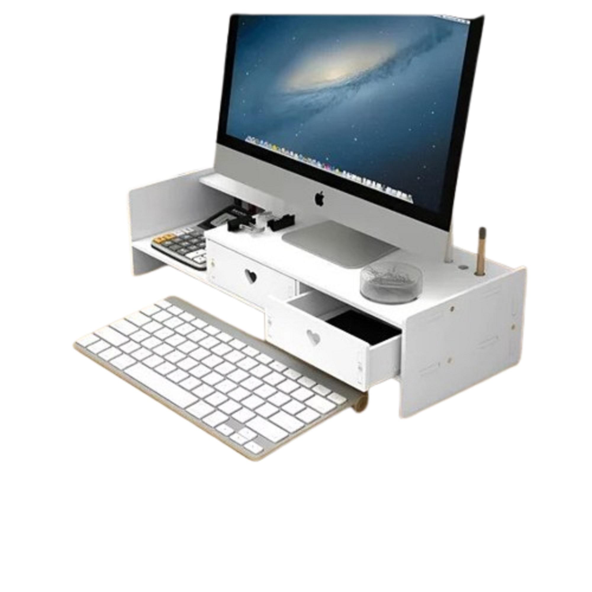 ELEVADOR DE MONITOR EN MADERA – ARMABLE PARA ESCRITORIO - BLANCO - 4