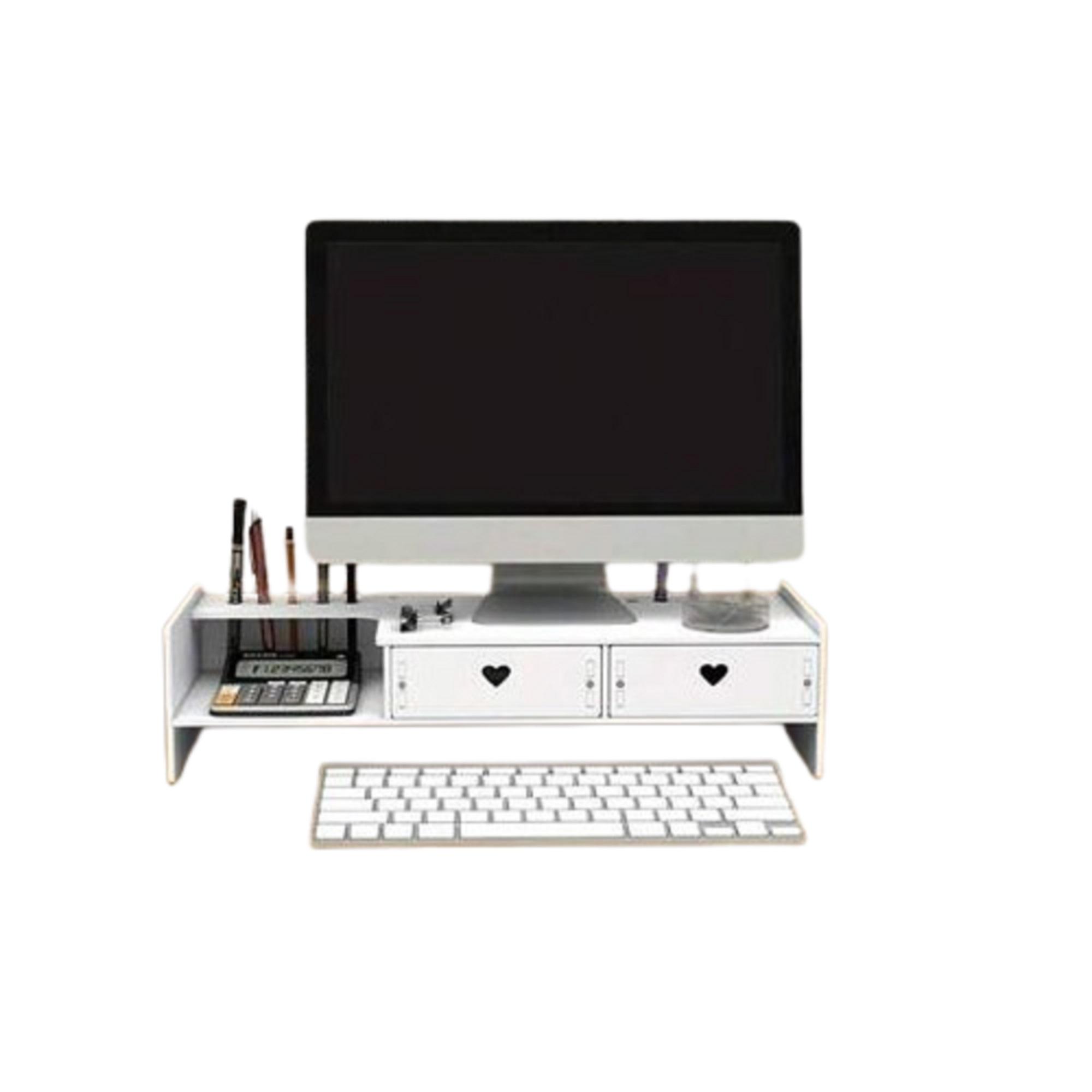 ELEVADOR DE MONITOR EN MADERA – ARMABLE PARA ESCRITORIO - BLANCO - 6