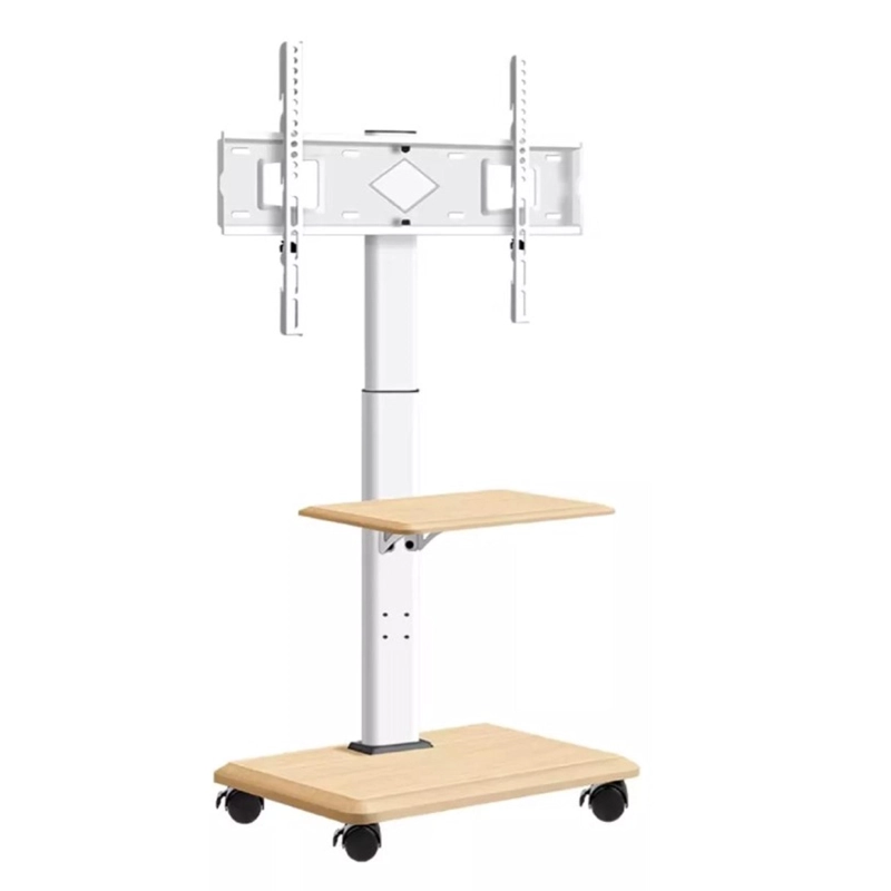 SOPORTE BASE TV CON RUEDAS TIPO PEDESTAL RACK 32' A 70' - BLANCO - 1