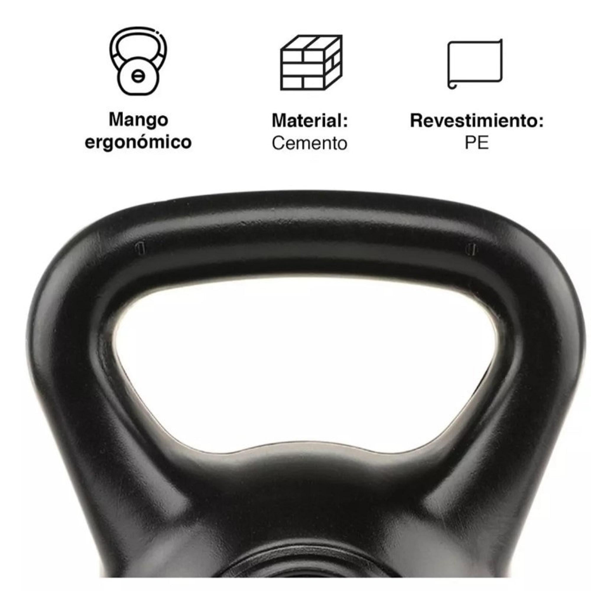 KETTLEBELL PESA RUSA 10KG – ENTRENAMIENTO, CROSSFIT, FITNESS - NEGRO - 3