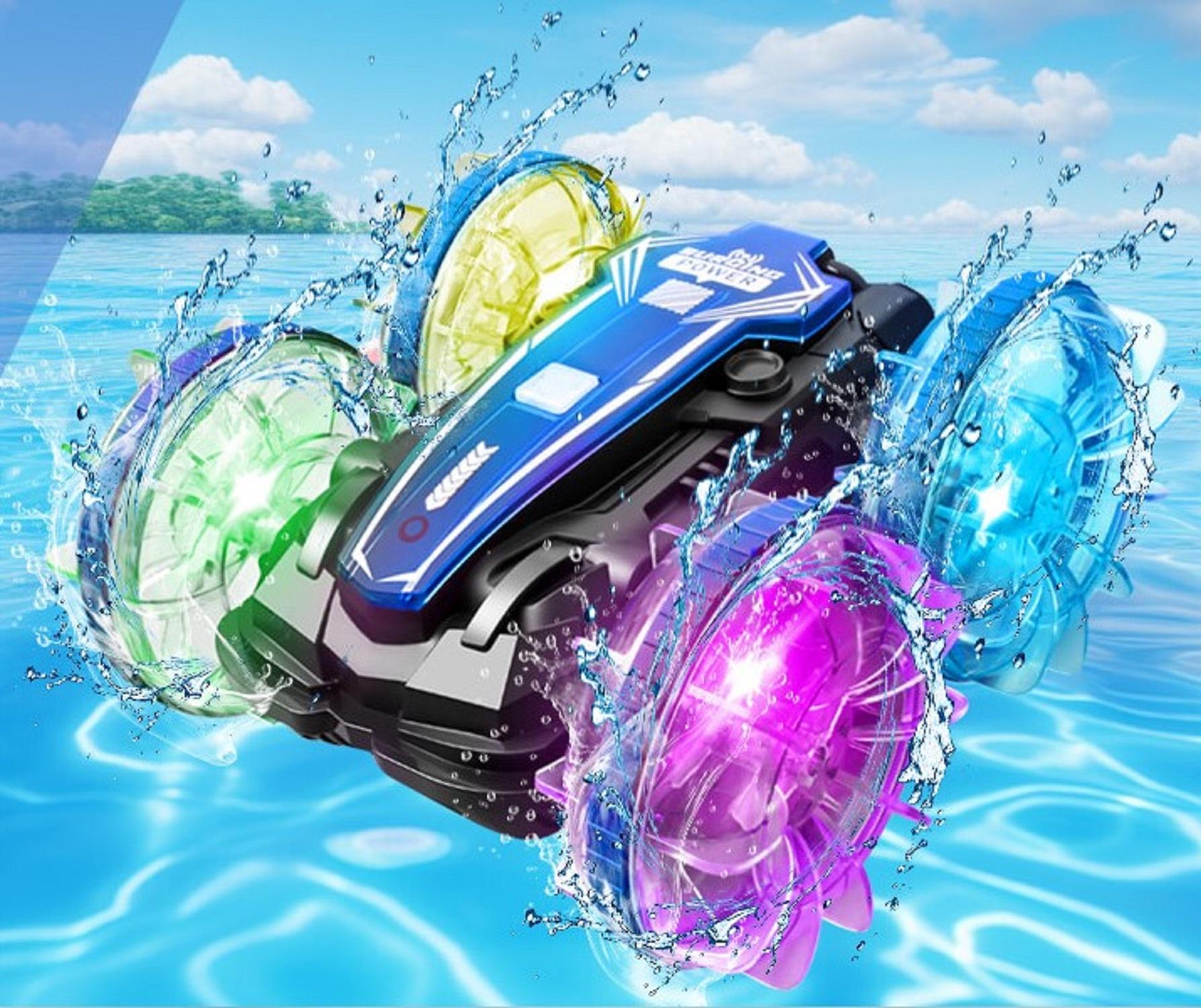 AUTO COCHE A CONTROL REMOTO ANFIBIO Y TIERRA TODOTERRENO LED - MULTICOLOR - 2