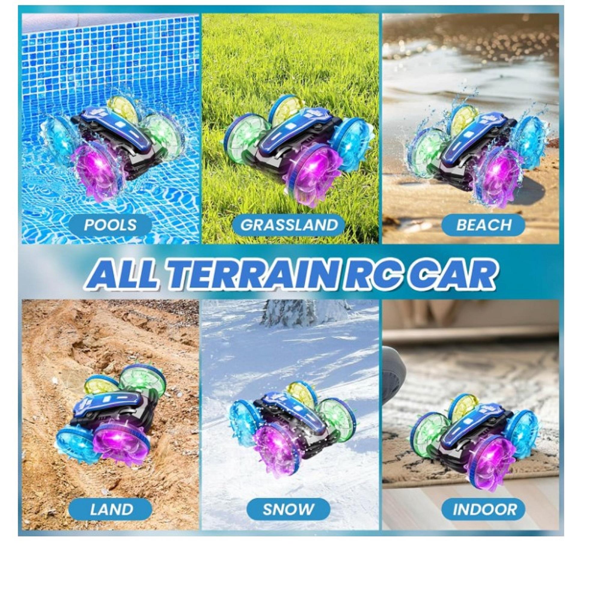 AUTO COCHE A CONTROL REMOTO ANFIBIO Y TIERRA TODOTERRENO LED - MULTICOLOR - 4