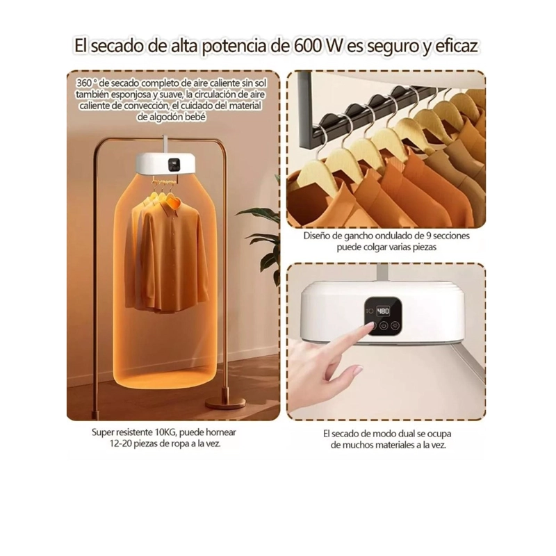 SECADOR DE ROPA PORTATIL – CAPACIDAD DE CARGA 10 KG - 5