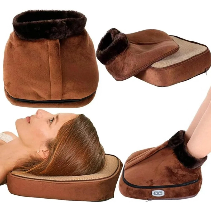 BOTA MASAJEADORA CALEFACTORA ELE CTRICA PIES, CUELLO, ABDOMEN - CAFE - 1