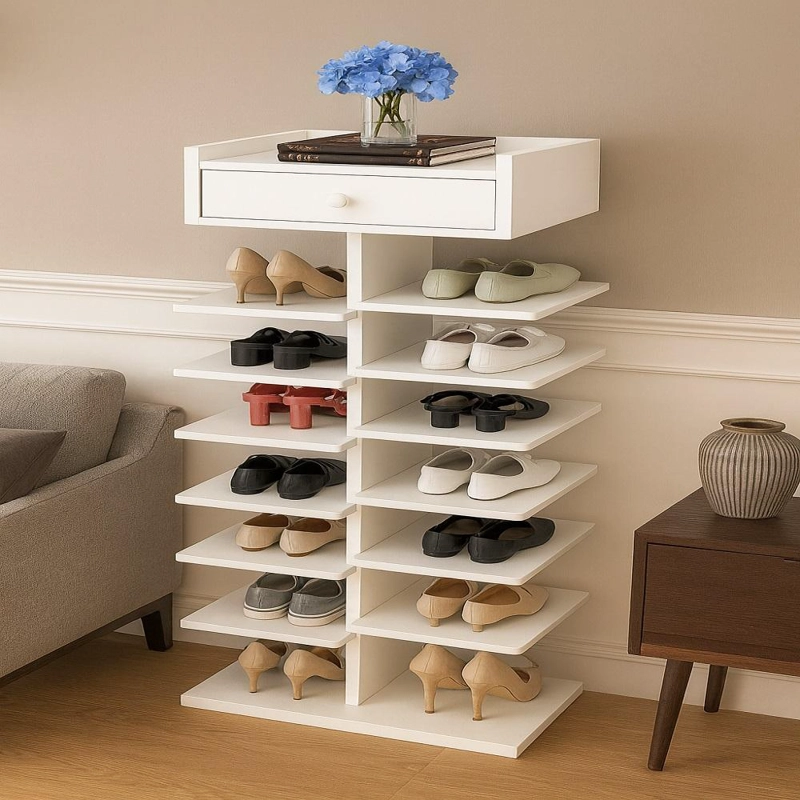 ZAPATERO  MADERA MULTIFUNCIONAL ESTANTE Y ORGANIZADOR HOGAR- BLANCO - 3