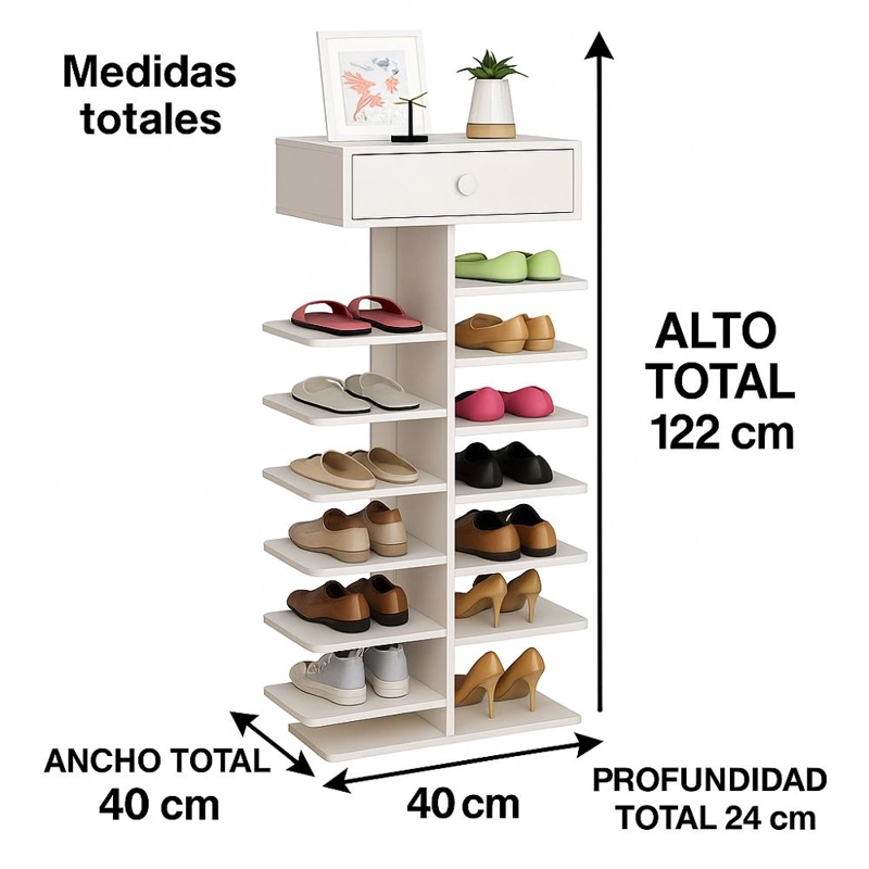 ZAPATERO  MADERA MULTIFUNCIONAL ESTANTE Y ORGANIZADOR HOGAR- BLANCO - 5
