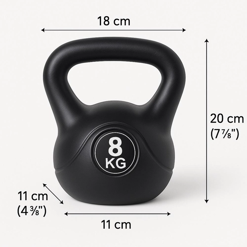 PESA RUSA KETTLEBELL 8KG ENTRETENIMIENTO  CROSSFIT Y FITNESS - NEGRO - 4