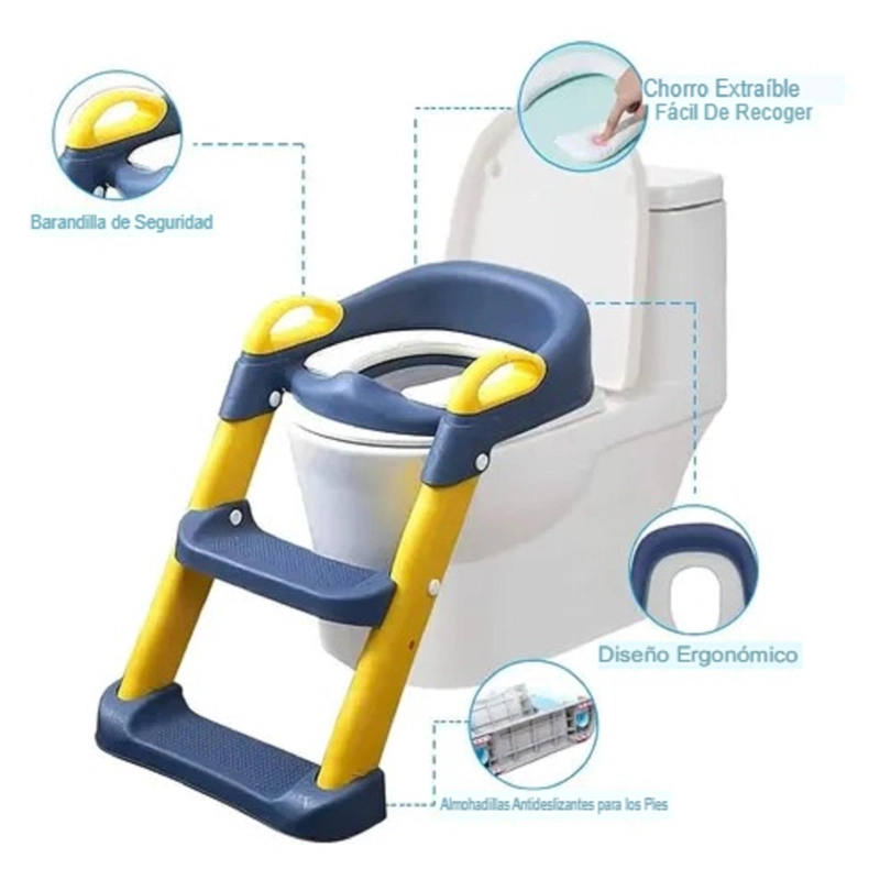 ASIENTO ADAPTADOR CON ESCALERA PARA INODORO INFANTIL - AZUL - 7