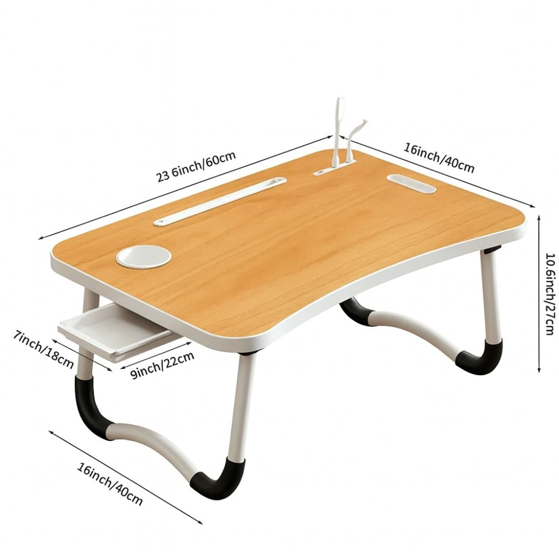 ESCRITORIO PORTATIL MADERA USB Y POSAVASO PLEGABLE - MARRON - 5