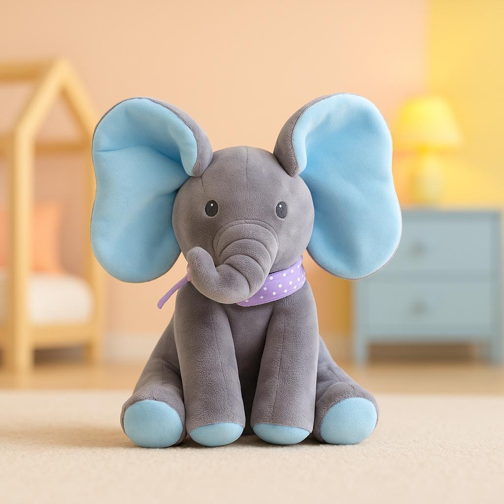 PELUCHE INTERACTIVO ANIMADO MUSICA + JUEGO ELEFANTE BEBE - AZUL - 1