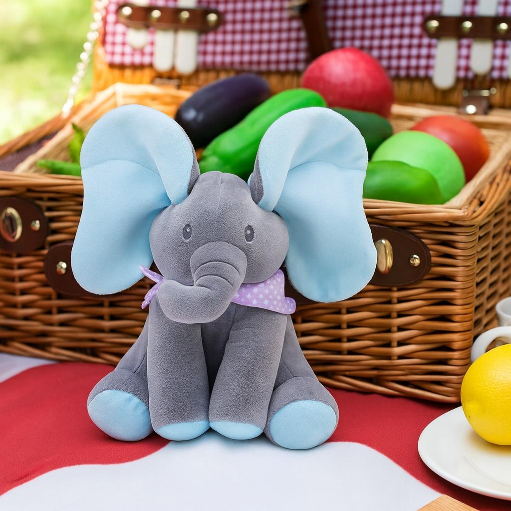 PELUCHE INTERACTIVO ANIMADO MUSICA + JUEGO ELEFANTE BEBE - AZUL - 3